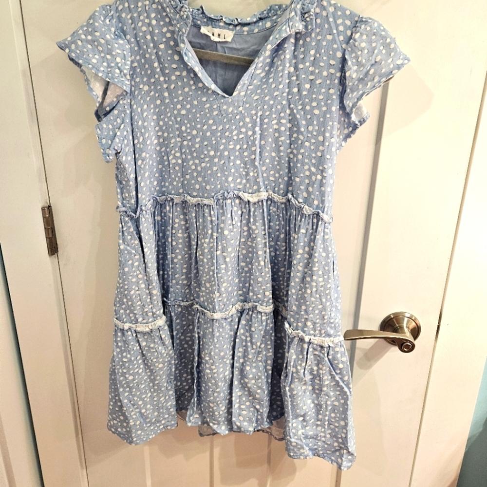 THML Flutter Sleeve Tiered Dress